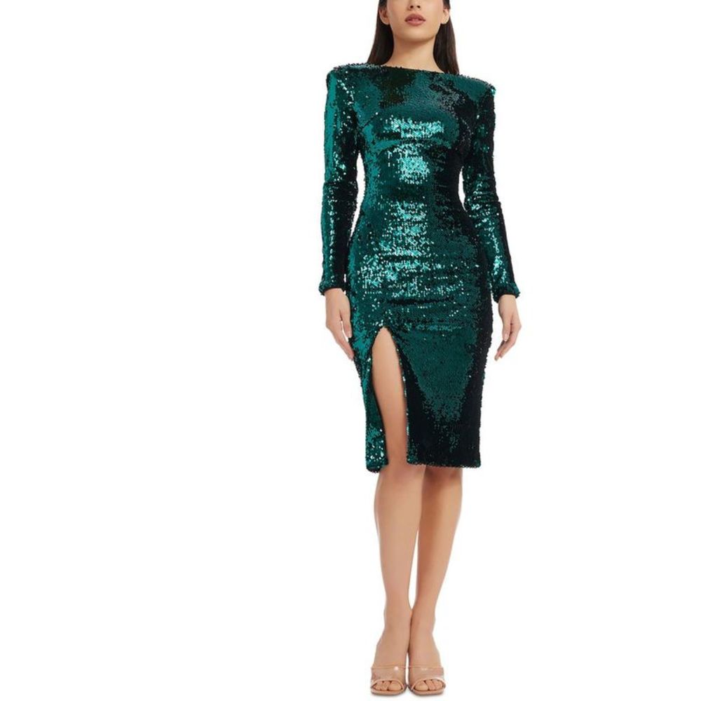 Dress The Population Womens Green Party Knee-Length Bodycon Dress NWT